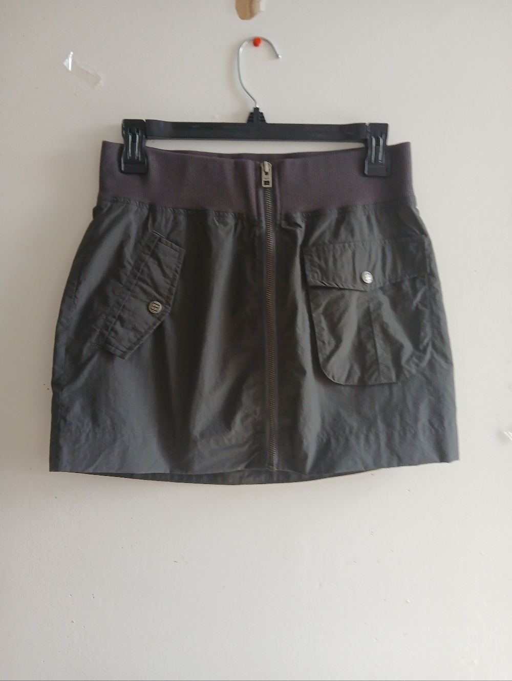 Ksubi Charcoal Black Mini Cargo Skirt with Front Zip